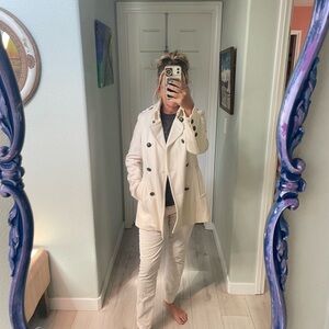 Cream pea coat jacket women’s size Large